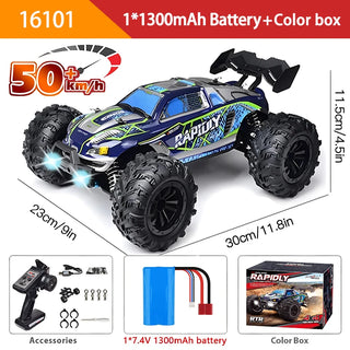  High-Speed 4WD Off-Road RC Monster Truck with LED Lights - 50KM/H cashymart