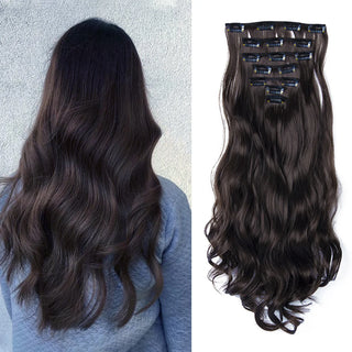  Clip In Hair Extensions 7 PCS 22 Inch Wavy Curly Synthetic Hair Pieces cashymart
