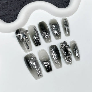  10Pcs Black Handmade Press On Nails cashymart