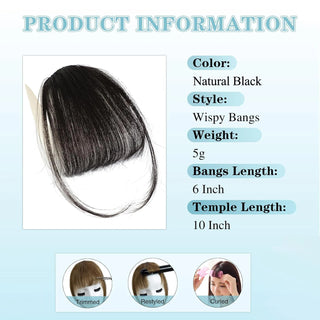  Synthetic Clip In Bangs Extensions Natural Black cashymart