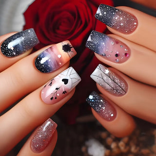 24pcs Flower Design Press On Nails Set