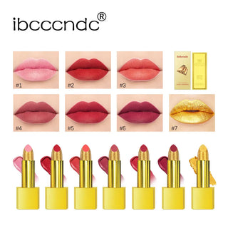  Shimmer Gold Lipstick Metallic Glitter Long Lasting 3.5g cashymart