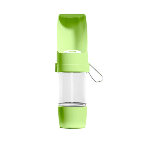 Bouteille d'eau de voyage 2-en-1 pour animaux de compagnie avec compartiment pour la nourriture