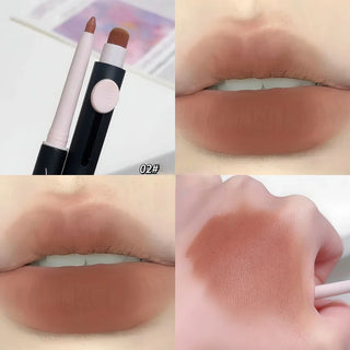  Waterproof Matte Lipliner Pencil with Brush Sexy Nude Brown cashymart