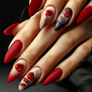 24 Pcs Matte Almond False Nails Set