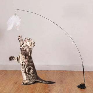  Feather Frenzy: Interactive Suction Cup Cat Play Wand Toy cashymart