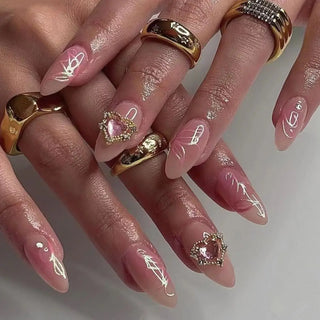 24Pcs Long Almond False Nails Set DIY Manicure