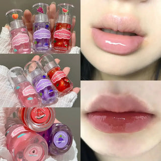  Fruit Lip Oil Plumper Crystal Jelly Gloss Moisturizer Balm cashymart