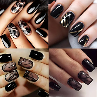  Elegant Rose-Embellished Black Ballerina Nails cashymart