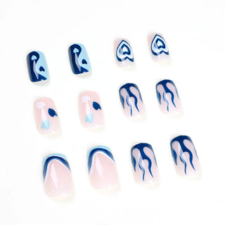  24Pcs Blue Flame Love Press-On Nails cashymart