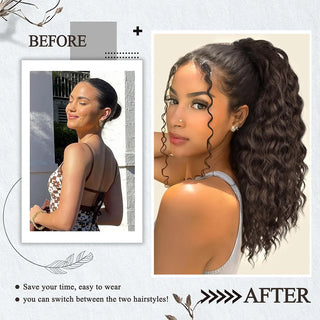  Synthetic Drawstring Ponytail Extension 18 Inch Afro Curly Fluffy Hairpiece cashymart