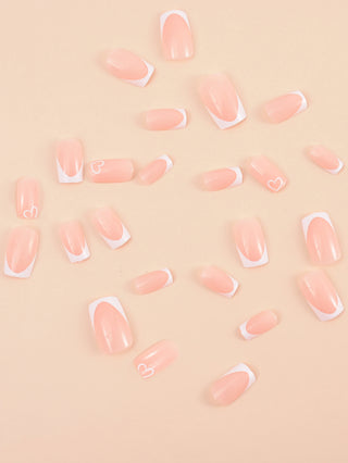  White Long Square French Press Nails cashymart