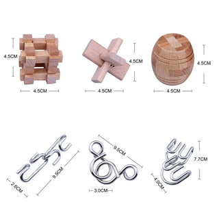  Wooden and Metal Brain Teaser Puzzle cashymart