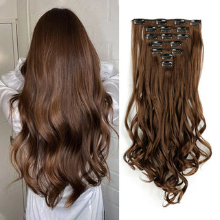  Clip In Hair Extensions 7 PCS 22 Inch Wavy Curly Synthetic Hair Pieces cashymart