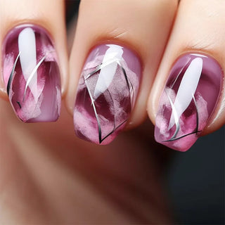 24pcs French Blue Pearl False Nails Set