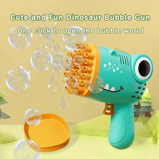  Kids 40 Hole Dinosaur Bubble Gun 2-in-1 Summer Fun cashymart