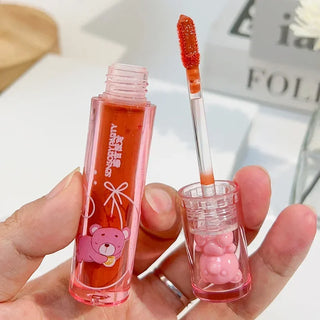  Cute Pink Bear Water Light Lip Gloss Lasting Crystal Shine cashymart