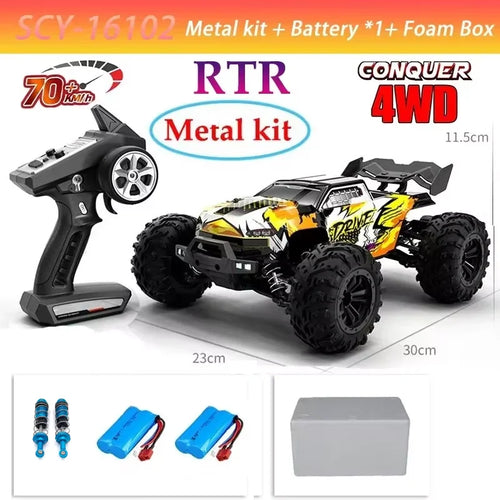 High-Speed 4x4 RC Monster Truck 70KM/H with LED Lights - 1:16 Scale