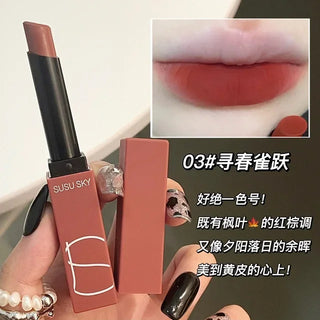  Hot SUSU SKY Matte Lipstick Small Red Tube Nonstick Rose cashymart