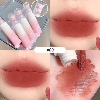  Cute Bear Velvet Lip Gloss Chestnut Red-brown Korean Lipstick cashymart