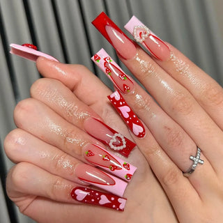  Romantic Red Lips Valentine's Day Press-On Nails cashymart