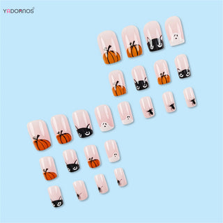  24pcs Halloween Ghost & Cat Press-On Nails cashymart