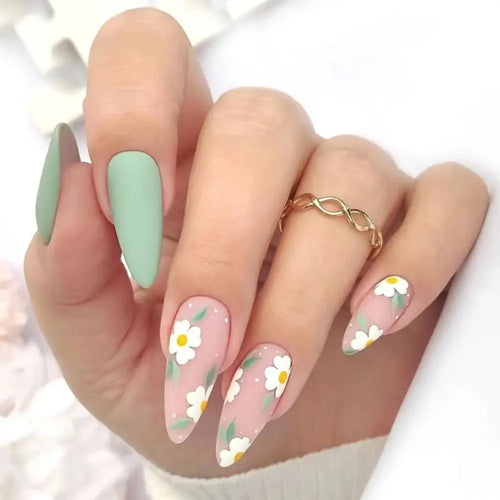 24Pcs Long Almond False Nails Set DIY Manicure