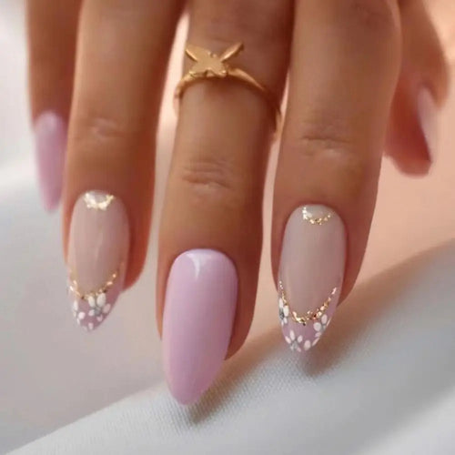 24Pcs Long Almond False Nails Set DIY Manicure