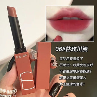  Hot SUSU SKY Matte Lipstick Small Red Tube Nonstick Rose cashymart