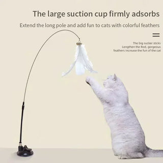  Suction Cup Interactive Feather Cat Teaser Wand for Endless Fun cashymart