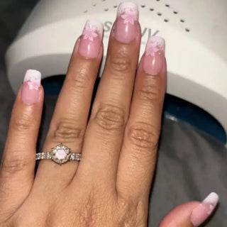  24Pcs Pink Flower Press-On Nails Set cashymart