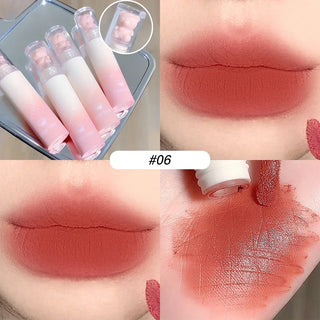  Cute Bear Velvet Lip Gloss Chestnut Red-brown Korean Lipstick cashymart