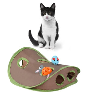  Interactive Cat Hide & Seek Tunnel with Mouse and Ball Toy cashymart