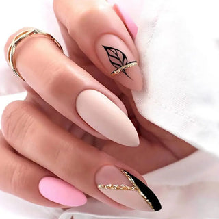 24Pcs Long Almond False Nails Set DIY Manicure