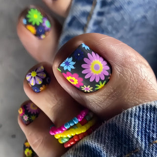  Colorful Flower Press On Nails Set 24pcs cashymart