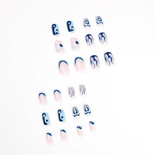  24Pcs Blue Flame Love Press-On Nails cashymart