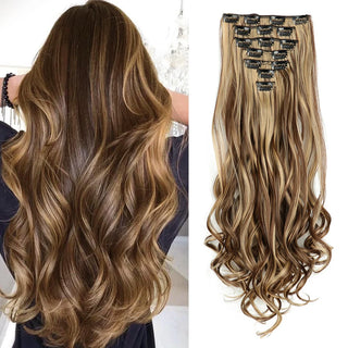  Clip In Hair Extensions 7 PCS 22 Inch Wavy Curly Synthetic Hair Pieces cashymart