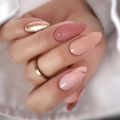 24Pcs Long Almond False Nails Set DIY Manicure