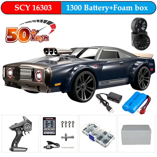 Carro RC Drift 4WD 1:16 de Alta Velocidade com LED - 70KM/H ou 50KM/H