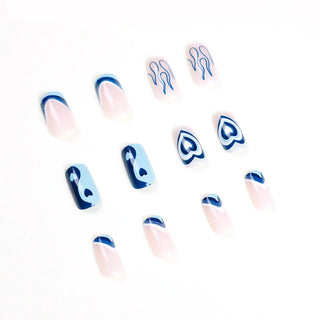  24Pcs Blue Flame Love Press-On Nails cashymart