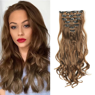  Clip In Hair Extensions 7 PCS 22 Inch Wavy Curly Synthetic Hair Pieces cashymart