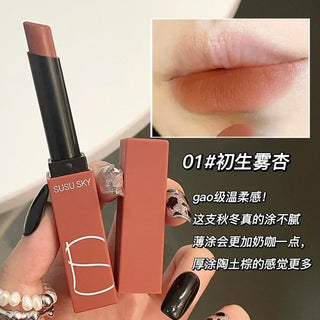  Hot SUSU SKY Matte Lipstick Small Red Tube Nonstick Rose cashymart