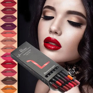  12Pcs/Set Waterproof Pencil Lipstick Set Pen Matte Lip Liner cashymart