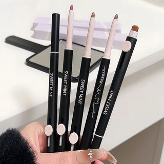  Double Head Lipliner Pencil with Brush Waterproof Lipstick cashymart