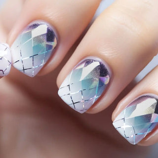 24pcs French Blue Pearl False Nails Set