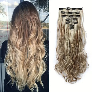  Clip In Hair Extensions 7 PCS 22 Inch Wavy Curly Synthetic Hair Pieces cashymart