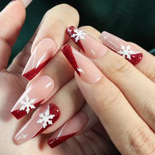  Festive Snowflake Press-On Nails cashymart