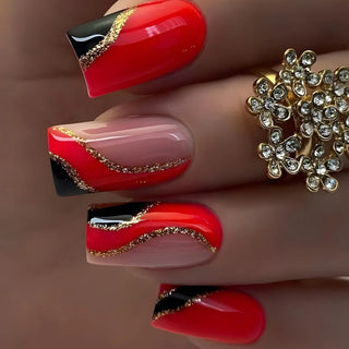 24pcs Flower Design Press On Nails Set