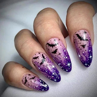  Hauntingly Stylish Purple Bat Stiletto Press-On Nails cashymart