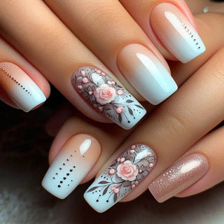 Golden Stripe Press On Nails Set 24pcs